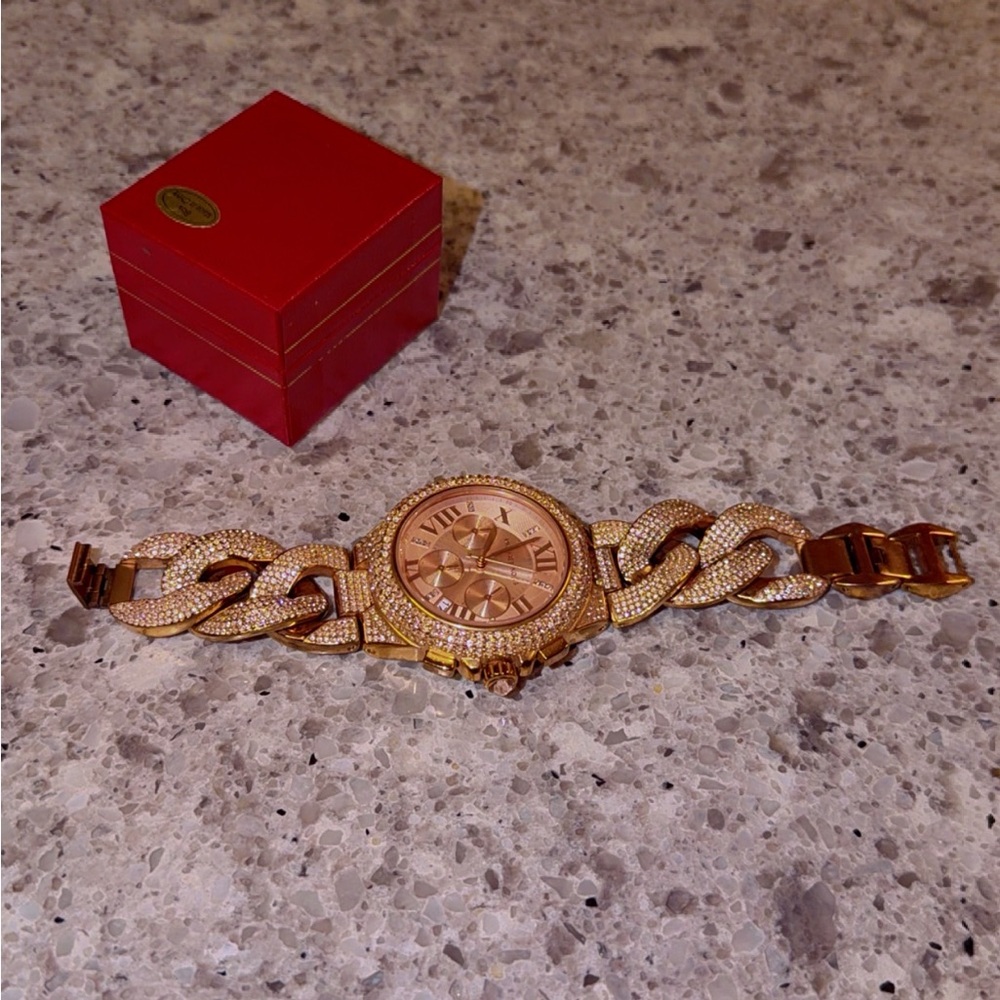 Michael Kors Women's Rose Gold Pavé Link Watch - Picture 5 of 5